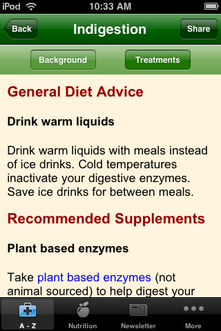 Cures A-Z for iPhone in 2010 – Indigestion