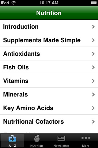Cures A-Z for iPhone in 2010 – Nutrition
