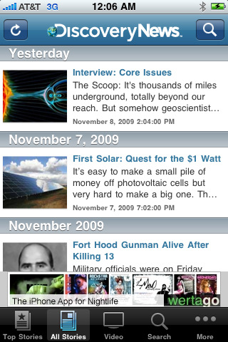 Discovery News for iPhone in 2010