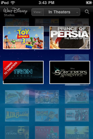Disney Movies for iPhone in 2010 – Theaters
