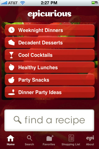 Epicurious Recipes & Shopping List for iPhone in 2010