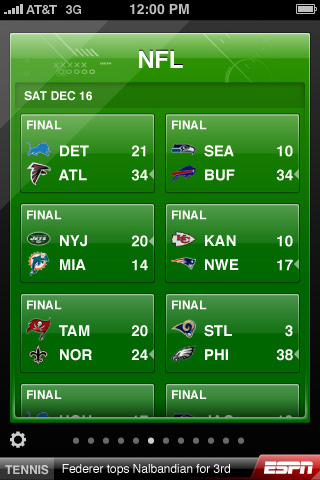 ESPN ScoreCenter for iPhone in 2010 – NFL