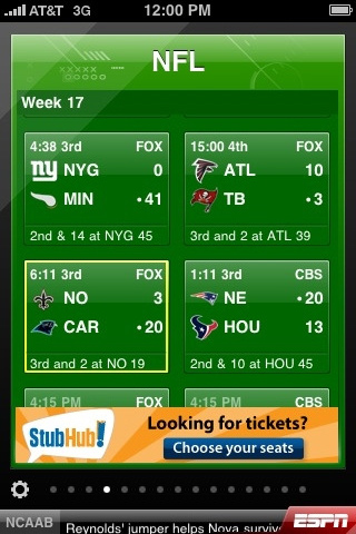 ESPN ScoreCenter for iPhone in 2010 – NFL