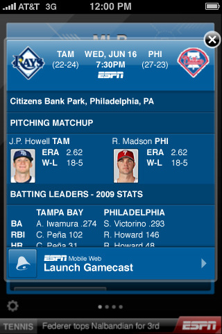 ESPN ScoreCenter for iPhone in 2010