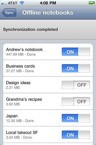 Evernote for iPhone in 2010 – Offline Notebooks