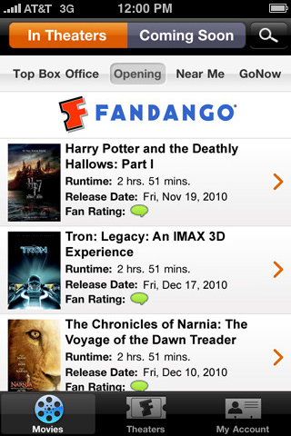 Fandango Movies for iPhone in 2010