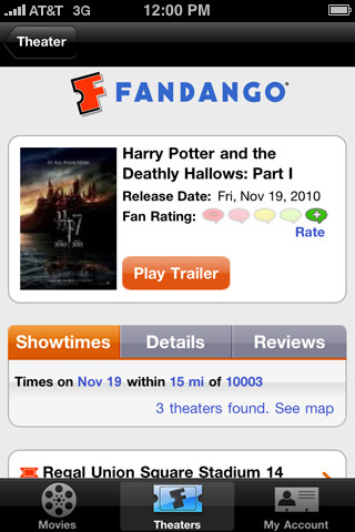 Fandango Movies for iPhone in 2010 – Theaters