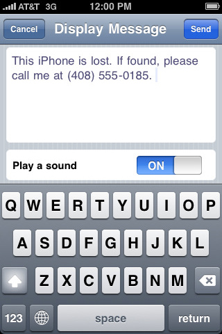 Find My iPhone for iPhone in 2010 – Display Message