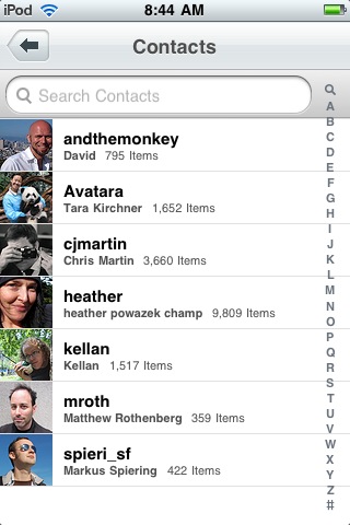 Flickr for iPhone in 2010 – Contacts