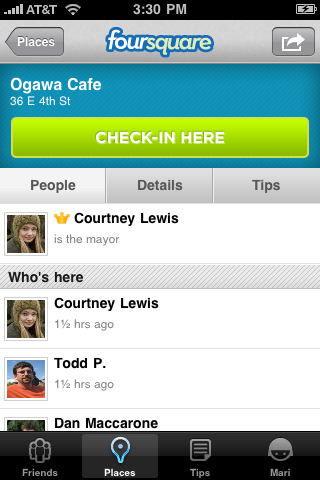 Foursquare for iPhone in 2010 – Places