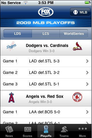 FOX Sports Mobile for iPhone in 2010 – Playoffs