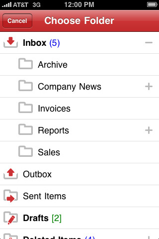 Good for Enterprise for iPhone in 2010 – Choose Folder