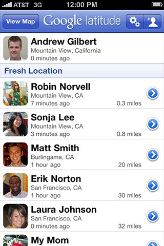 Google Latitude for iPhone in 2010