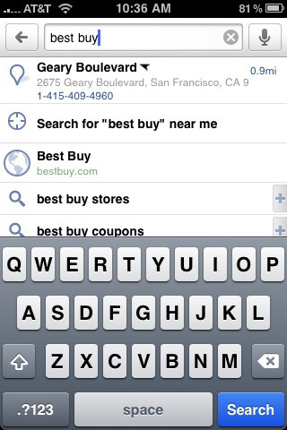 Google Mobile App for iPhone in 2010 – Search