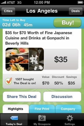 Groupon for iPhone in 2010 – Today's Deal
