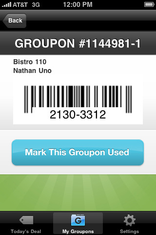 Groupon for iPhone in 2010 – My Groupons