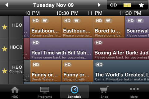 HBO for iPhone in 2010 – Schedule