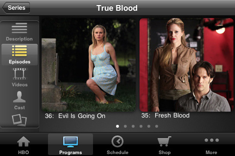 HBO for iPhone in 2010 – Programs