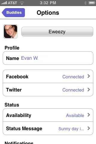 i2i chat for iPhone in 2010 – Options