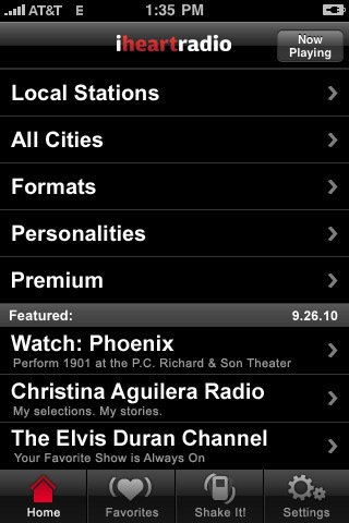 iheart radio for iPhone in 2010 – Home