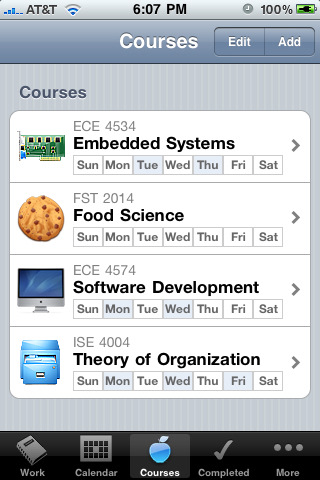 iHomework for iPhone in 2010 – Courses