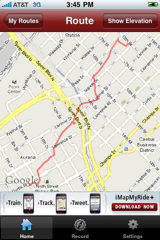 iMapMyRIDE for iPhone in 2010 – Route