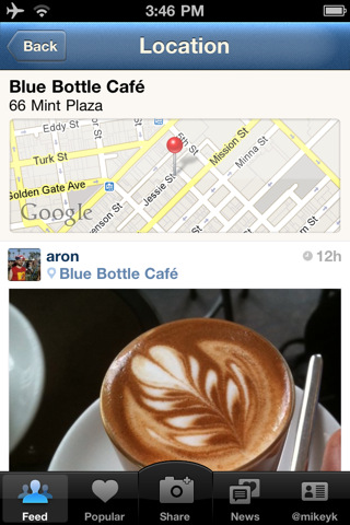 Instagram for iPhone in 2010 – Location
