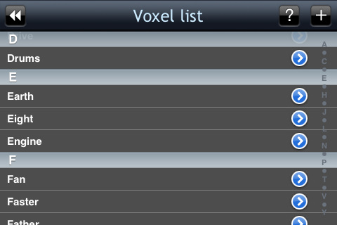 iVoxel for iPhone in 2010 – Voxel list