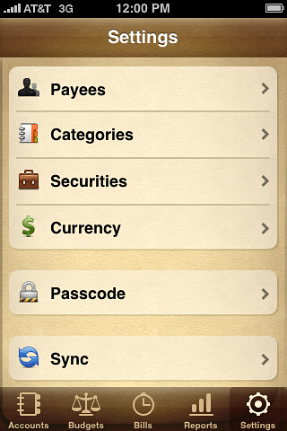 Jumsoft Money for iPhone in 2010 – Settings