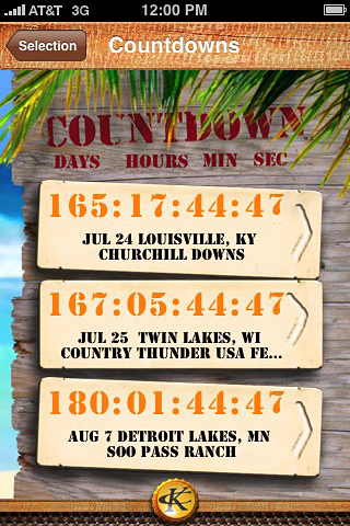 Kenny Chesney for iPhone in 2010 – Countdowns