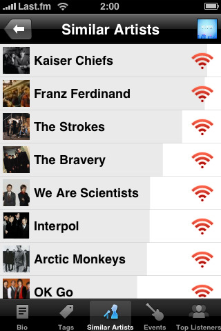 Last.fm for iPhone in 2010 – Similar Artists