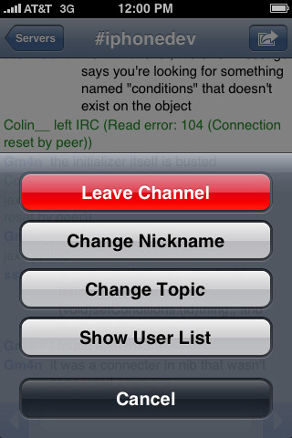 LimeChat - IRC Client for iPhone in 2010