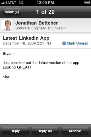 LinkedIn for iPhone in 2010