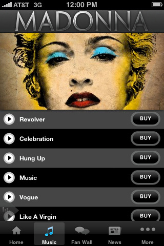 Madonna for iPhone in 2010 – Music
