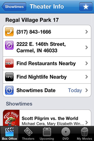 Movies by Flixster for iPhone in 2010 – Theater Info