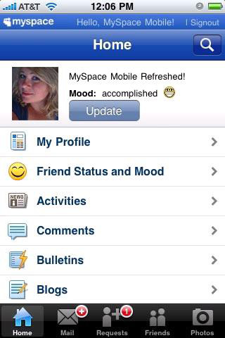 MySpace for iPhone in 2010