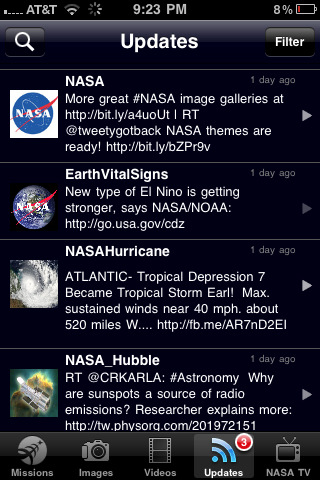 NASA App for iPhone in 2010 – Updates
