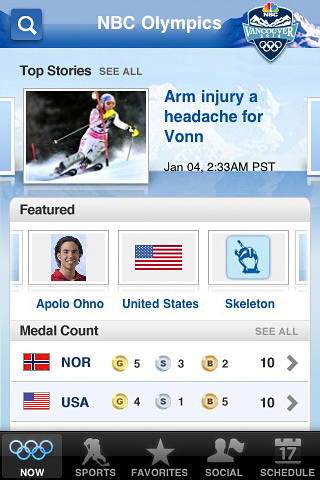 NBC Olympics on AT&T for iPhone in 2010 – NOW