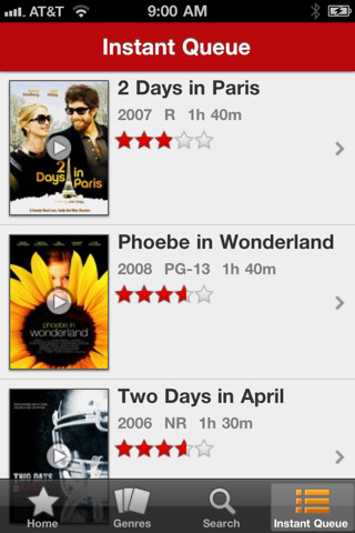 Netflix for iPhone in 2010 – Instant Queue