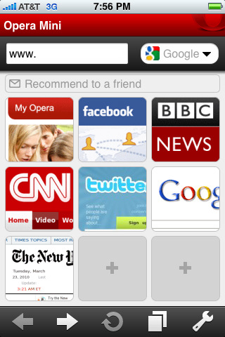 Opera Mini Web browser for iPhone in 2010