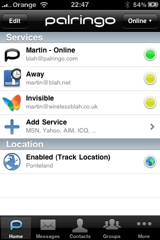 Palringo Instant Messenger for iPhone in 2010