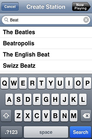 Pandora Radio for iPhone in 2010 – Create Station