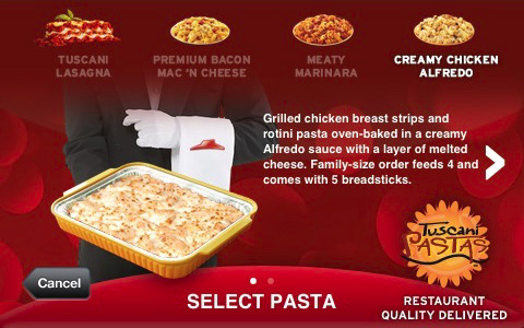 Pizza Hut for iPhone in 2010 – Select Pasta