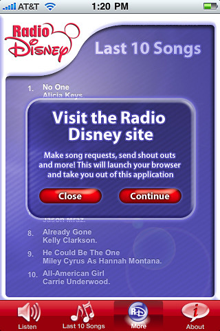 Radio Disney for iPhone in 2010 – Visit the Radio Disney site