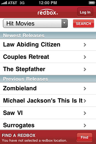 Redbox for iPhone in 2010