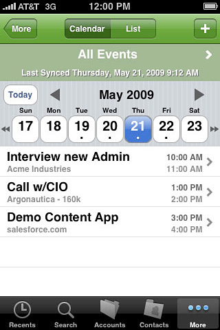 Salesforce Mobile for iPhone in 2010 – More