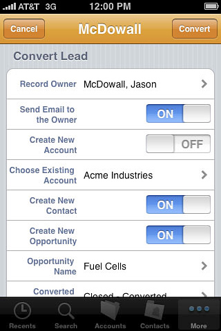 Salesforce Mobile for iPhone in 2010