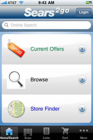 Sears2go for iPhone in 2010