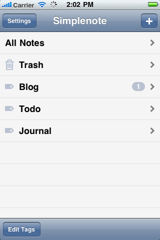 Simplenote for iPhone in 2010 – Simplenote