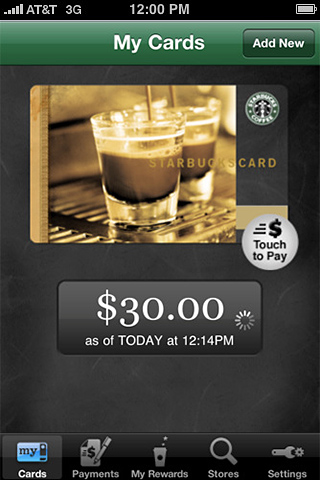 Starbucks Card Mobile for iPhone in 2010